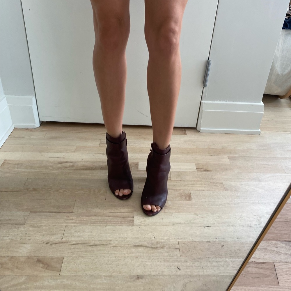 Vince leather burgundy peep toe booties size 8 1/2